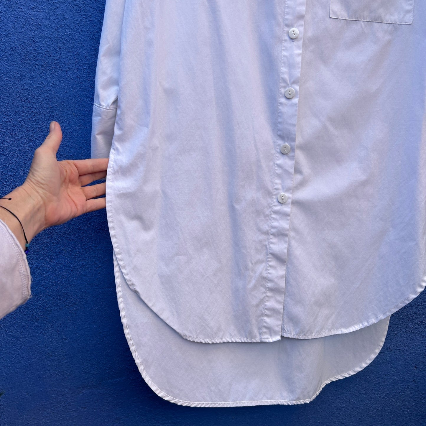 18 centimeters white cotton blend button up shirt dress