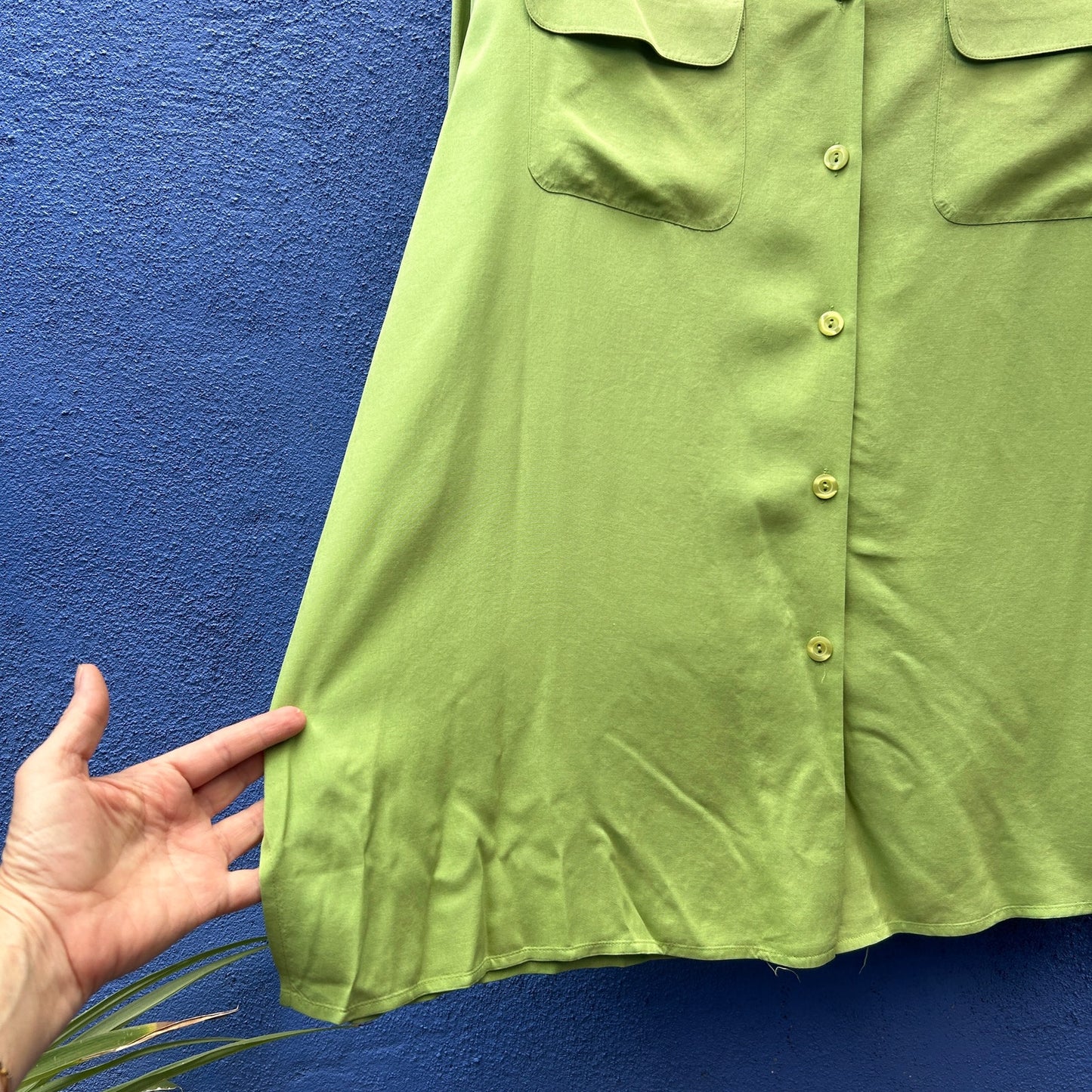 designs by lane bryant lime green silk button up