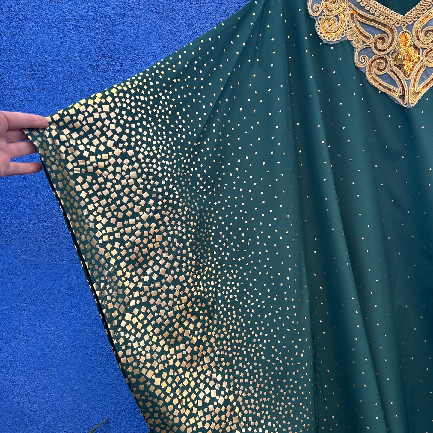 green and gold fancy caftan