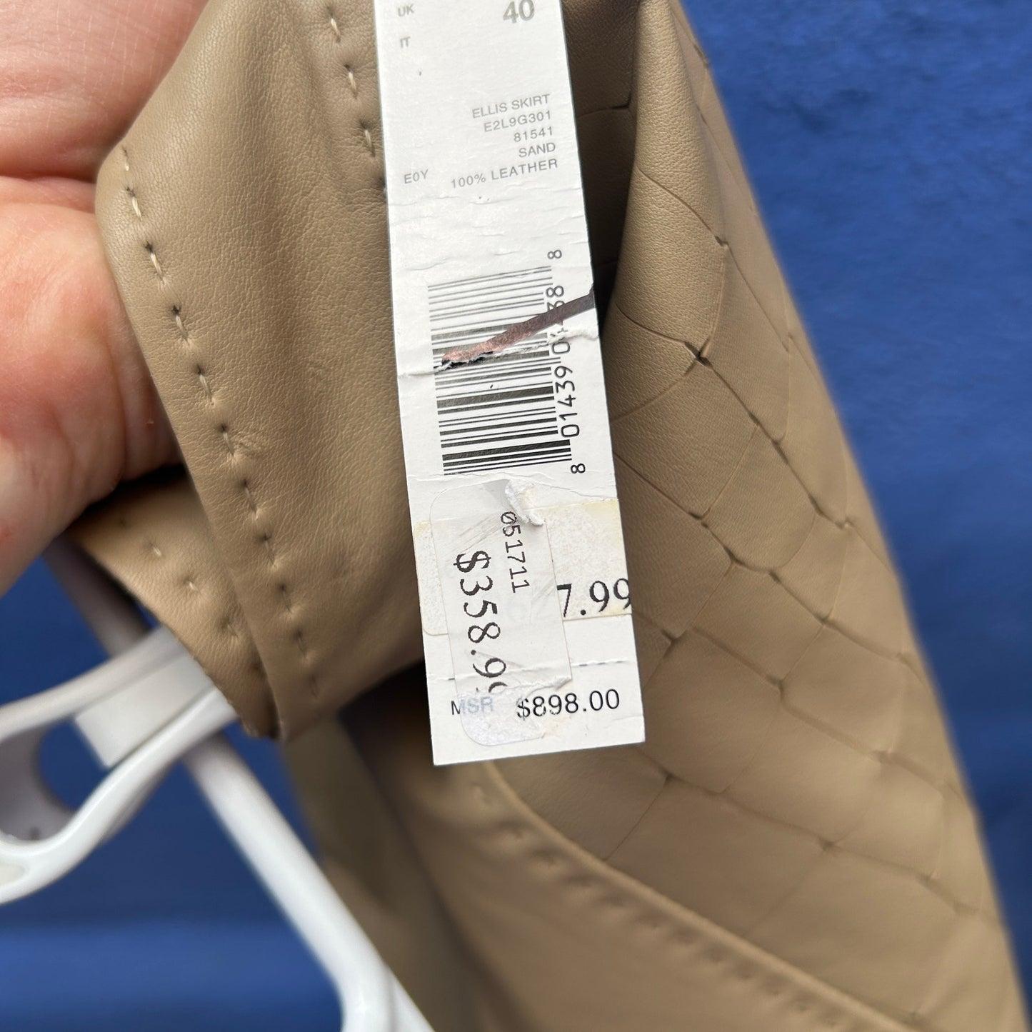elie tahari ellis leather skirt in sand - NWT