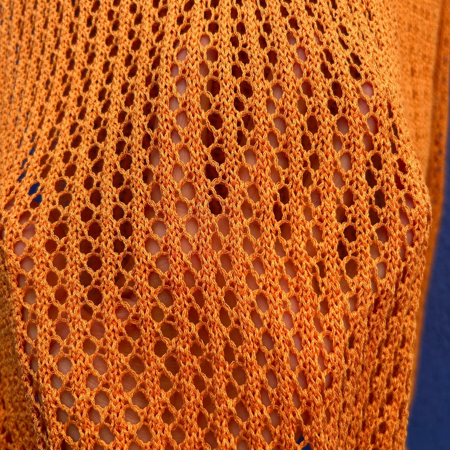 orange loose knit midi skirt