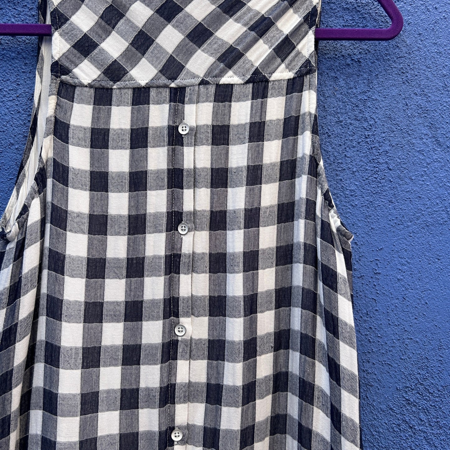 cloth and stone | anthro black and white gingham sleeveless shirtdress tunic