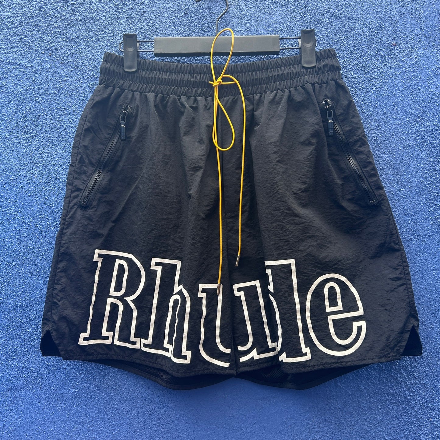 rhude black swim trunk jogging short size large