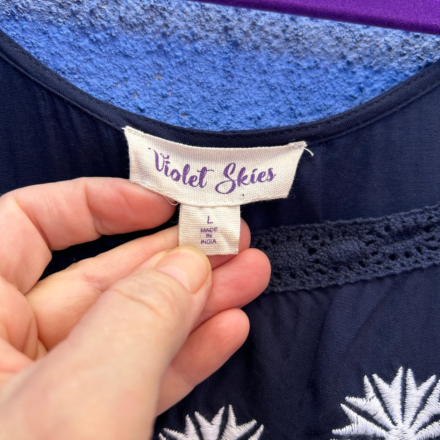 violet skies peasant dress