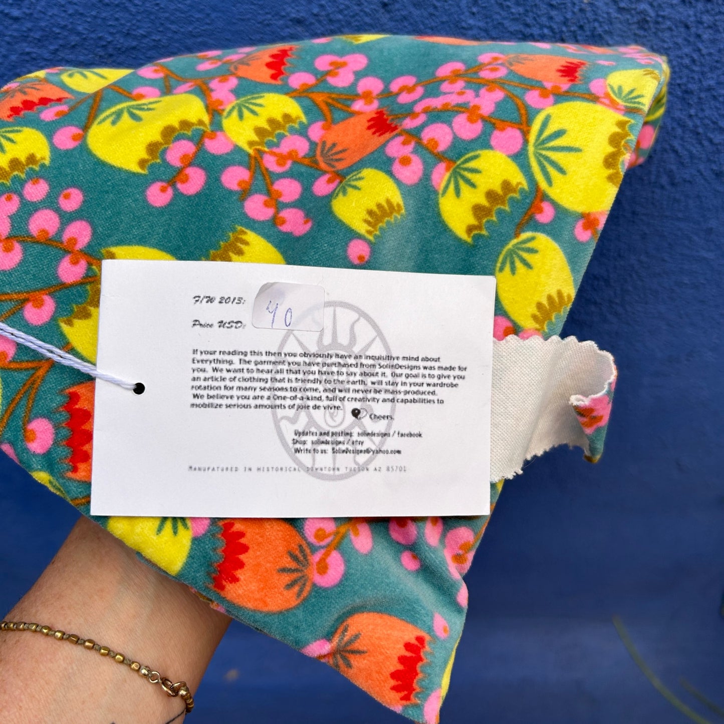 solin designs repurposed vintage fabric handmade handbag wristlet - nwt