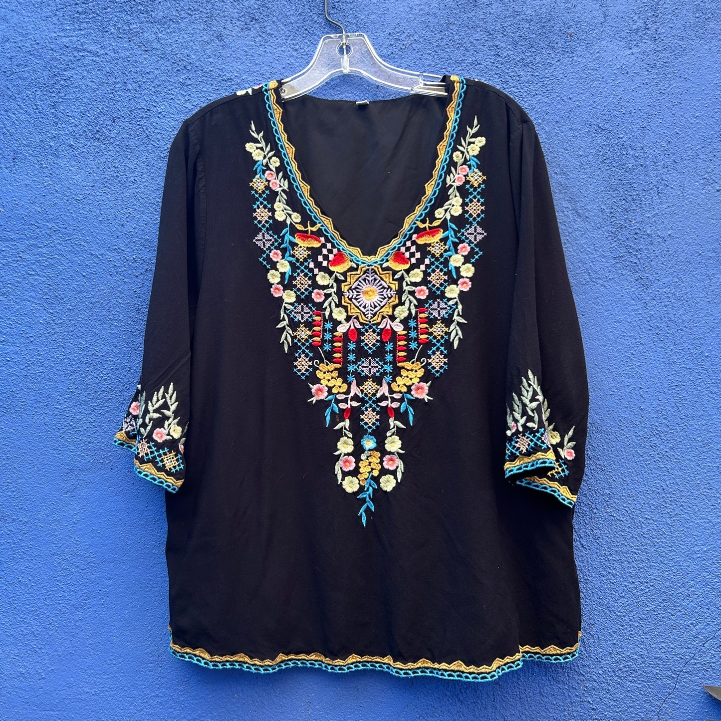 embroidered rayon black blouse