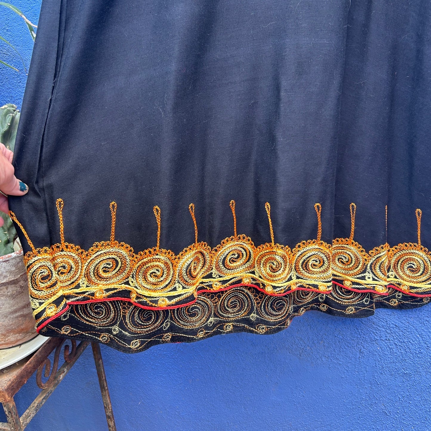vintage orange and yellow embroidered caftan