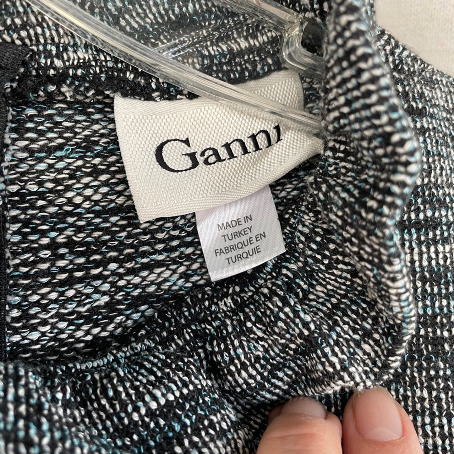 Ganni | Anthro Pinnacle Textured Tweed Sleeveless Pleated Ruffle Neck Dress