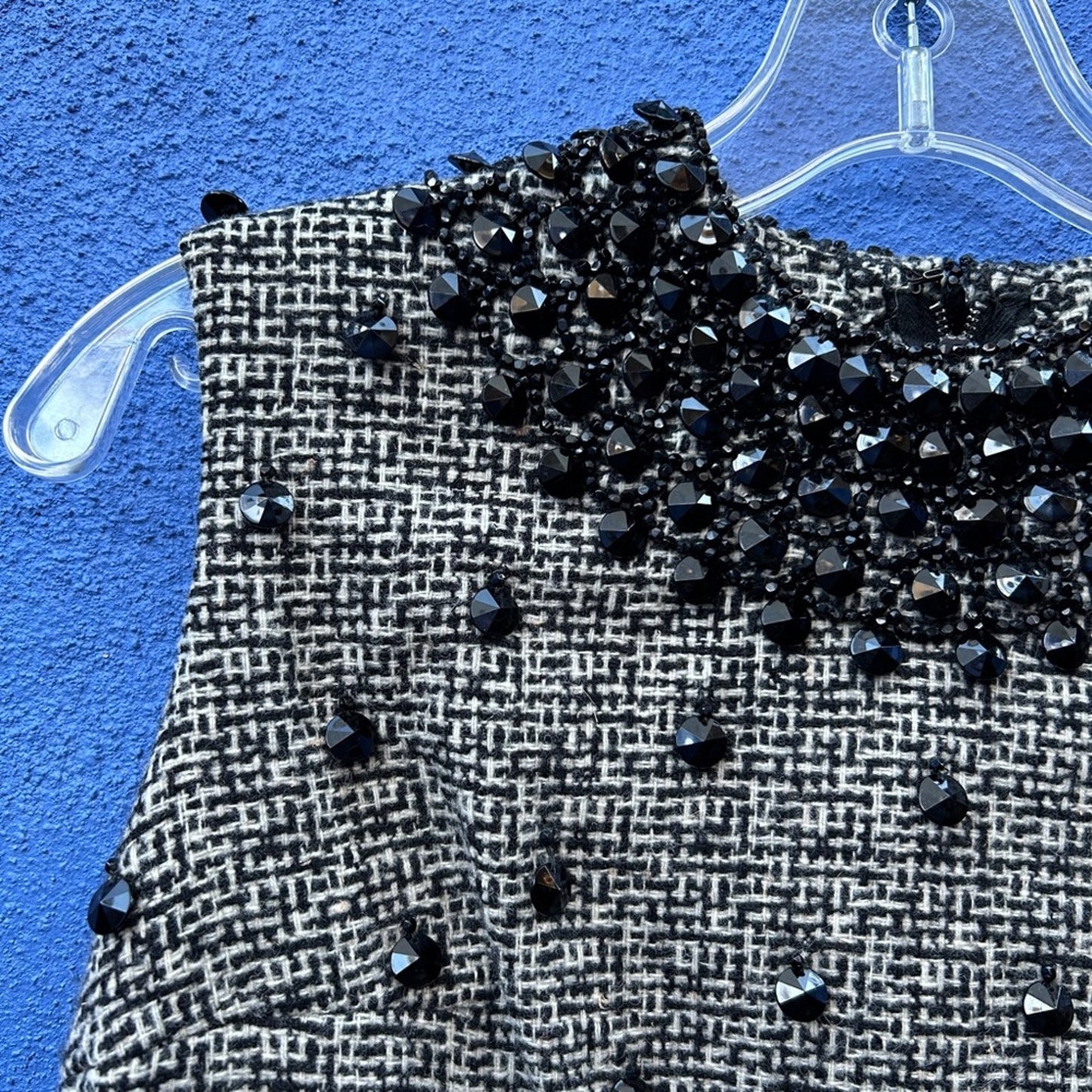 Vintage 50s 60s Hovland-Swanson Beaded Woven Wool Two Piece Cocktail Set