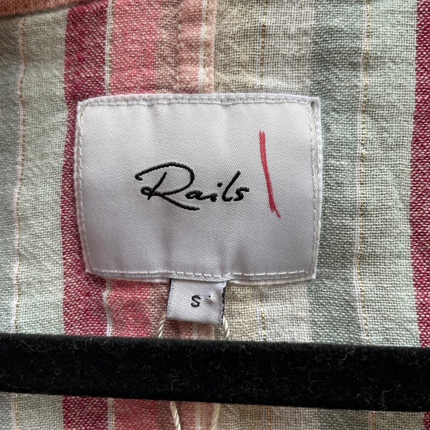 Rails Striped Linen Blend Thea Tie and Button Front Cropped Top - NWOT