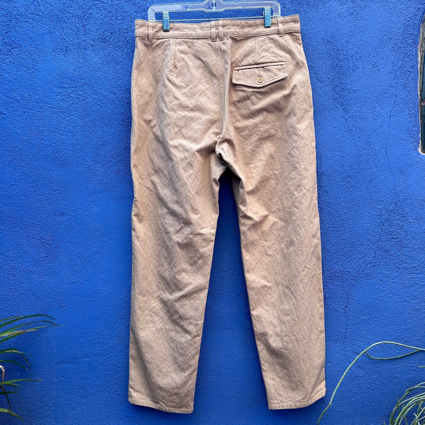 COS tan waxed ponte khaki pant