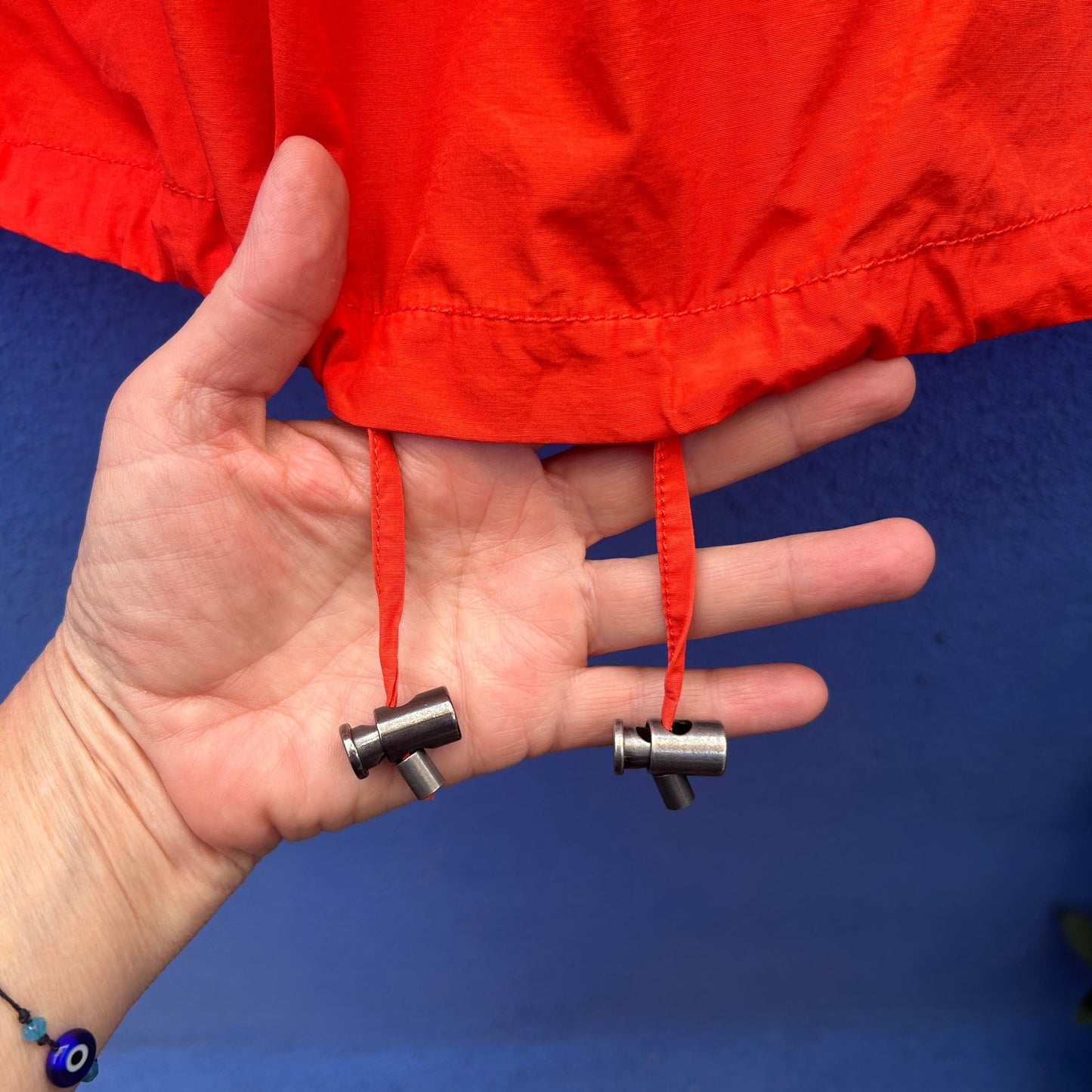 eileen fisher organic cotton and nylon oversized orange popover windbreaker