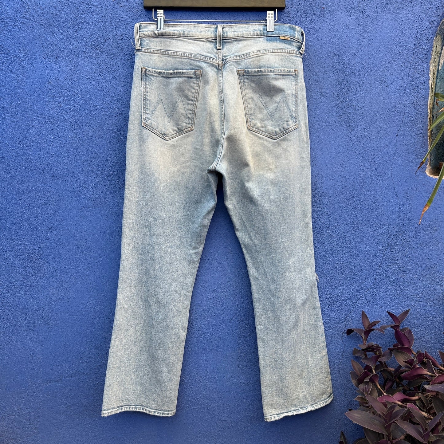 mother the tripper light washed distressed jeans