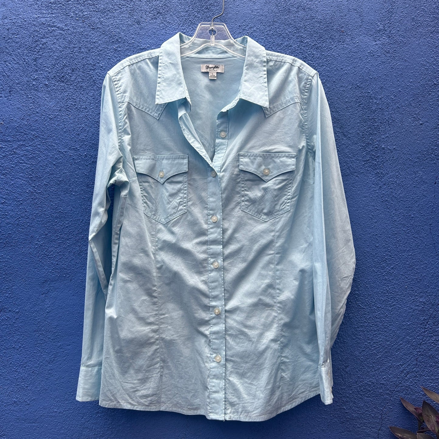 wrangler retro light blue western shirt
