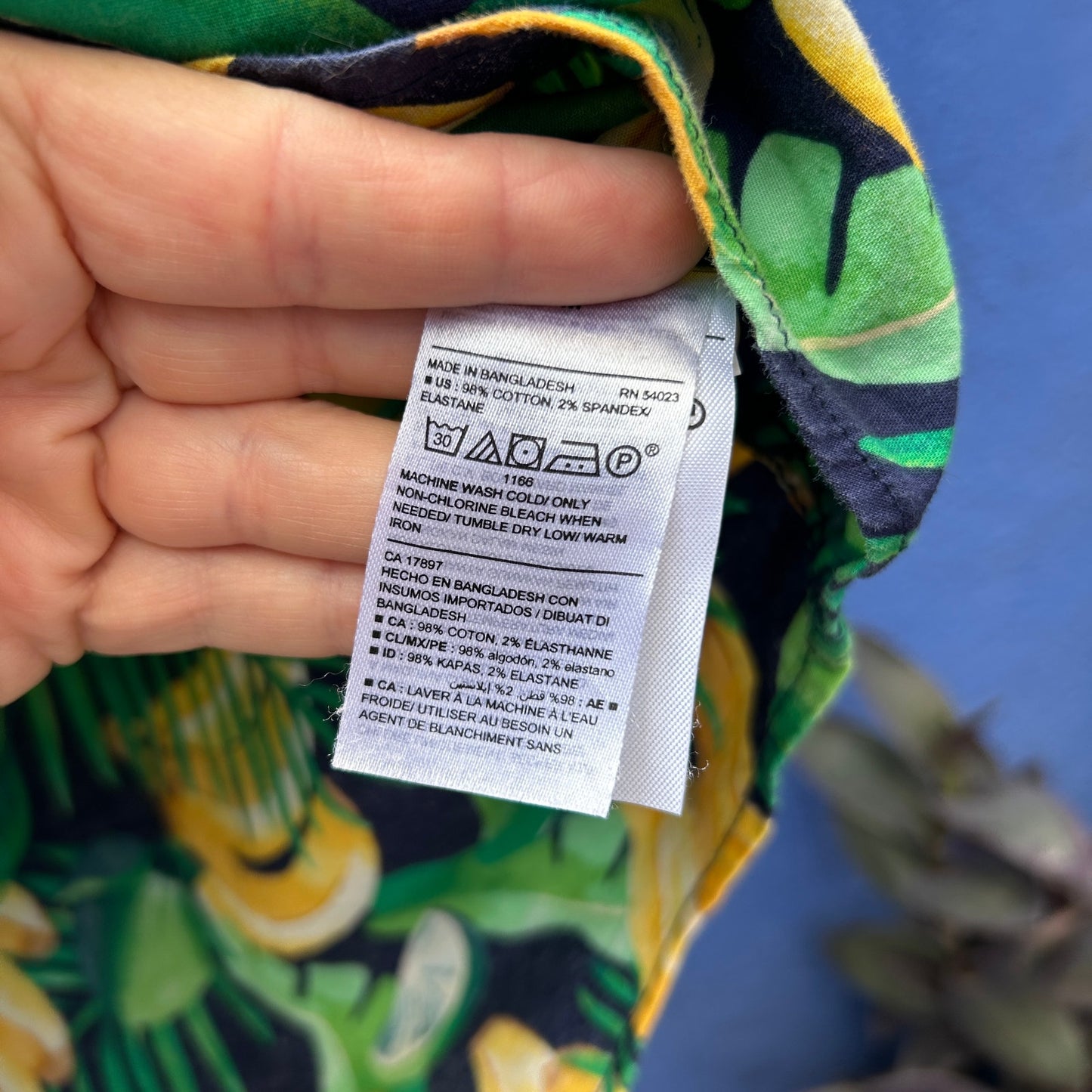 old navy slim fit banana and lime tropical button up