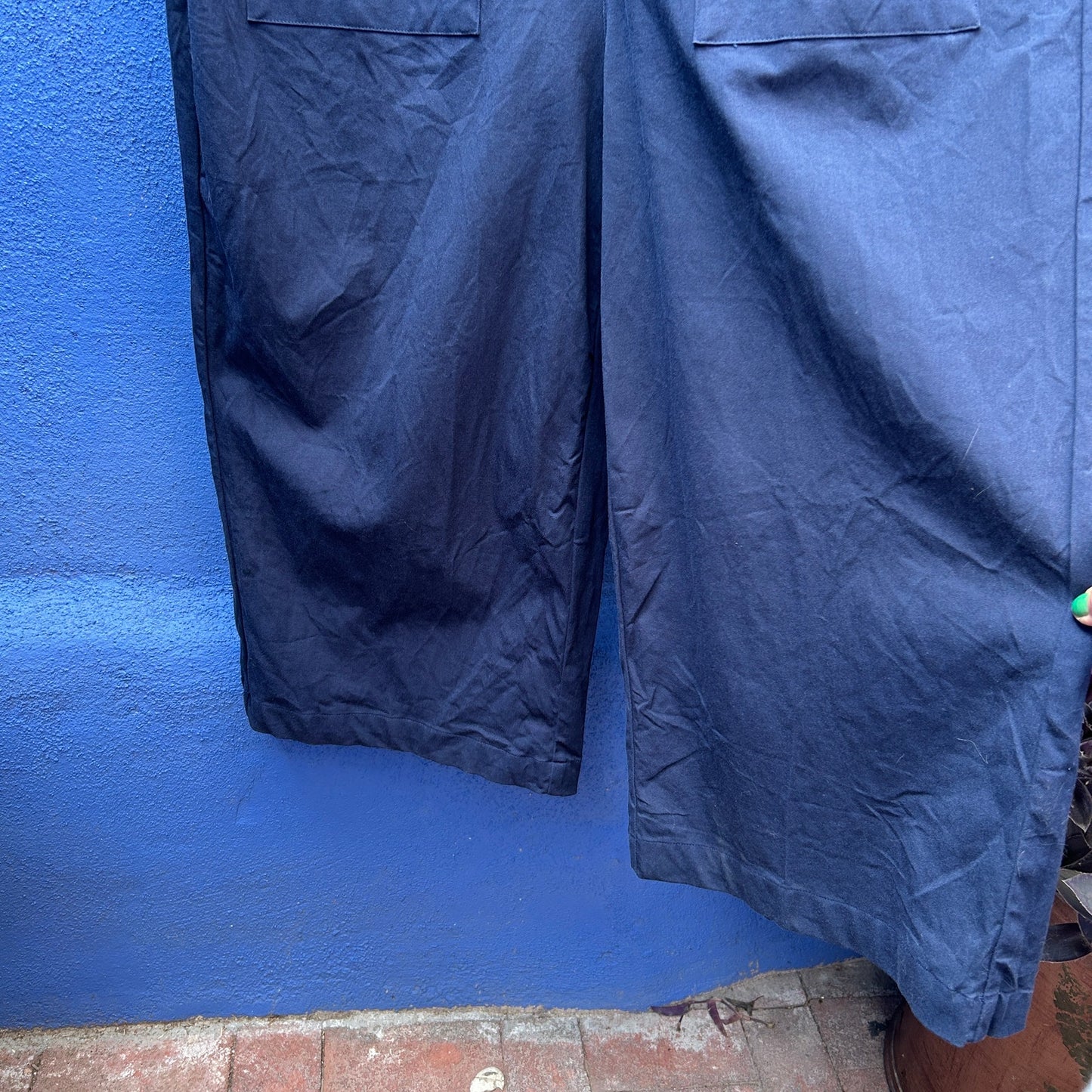 universal standard navy kate twill short sleeve jumpsuit