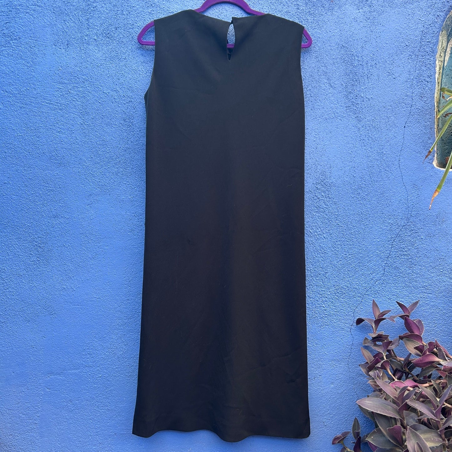 kriza vintage wool blend sleeveless black shift dress