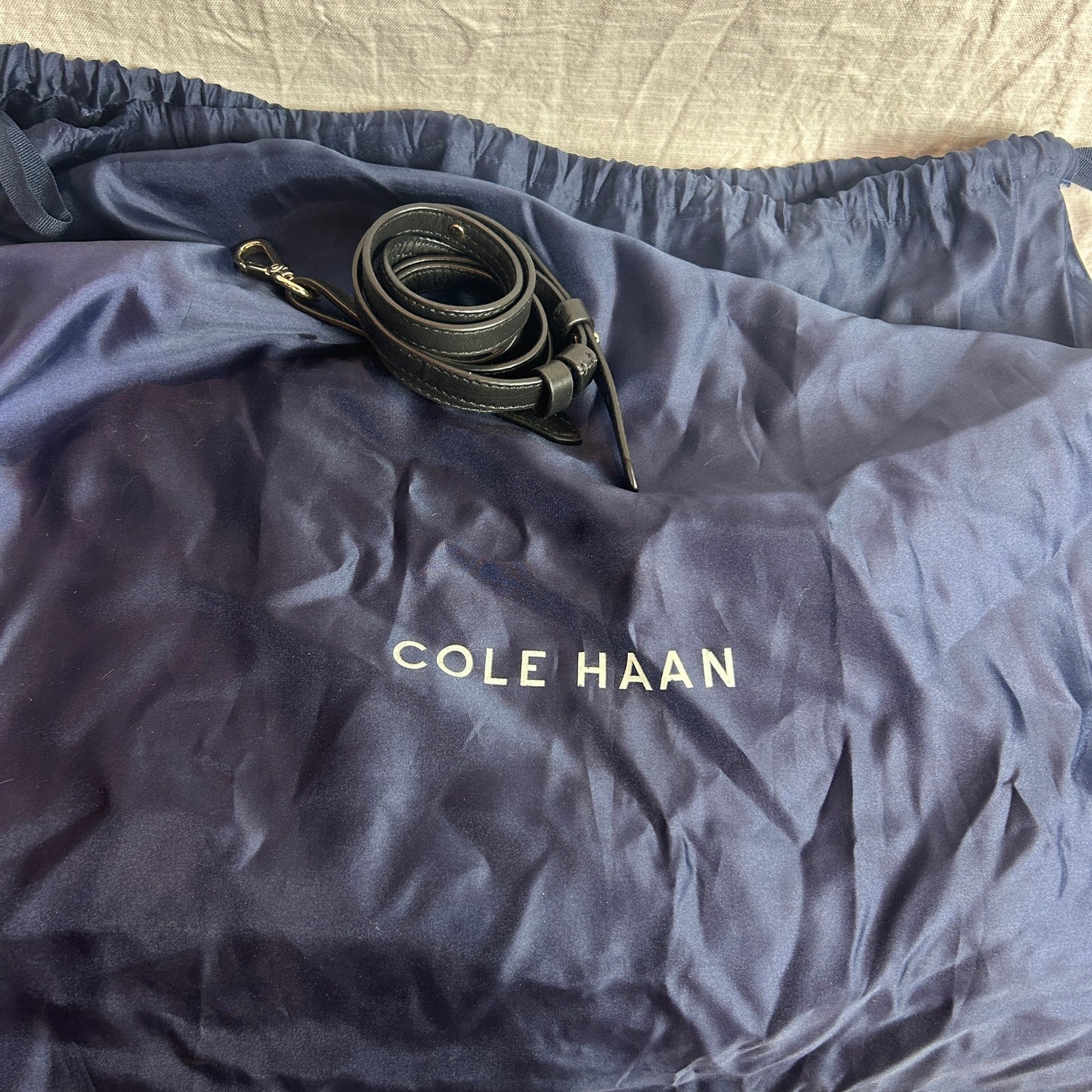 cole haan black leather convertible satchel handbag with dustbag