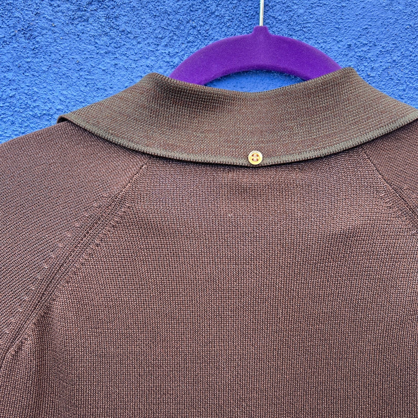 vintage 60s 70s donegal brown knit shirt