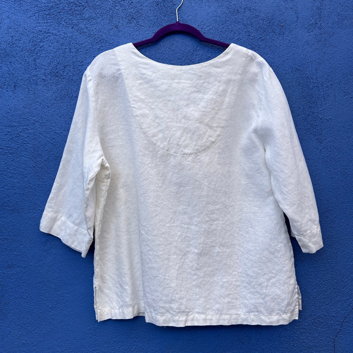 coldwater creek white linen lagenlook top