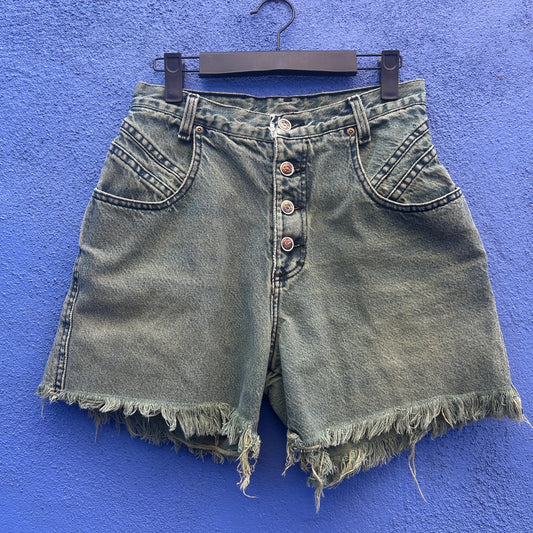 vintage 80s 90s zena exposed buttonfly cut off shorts