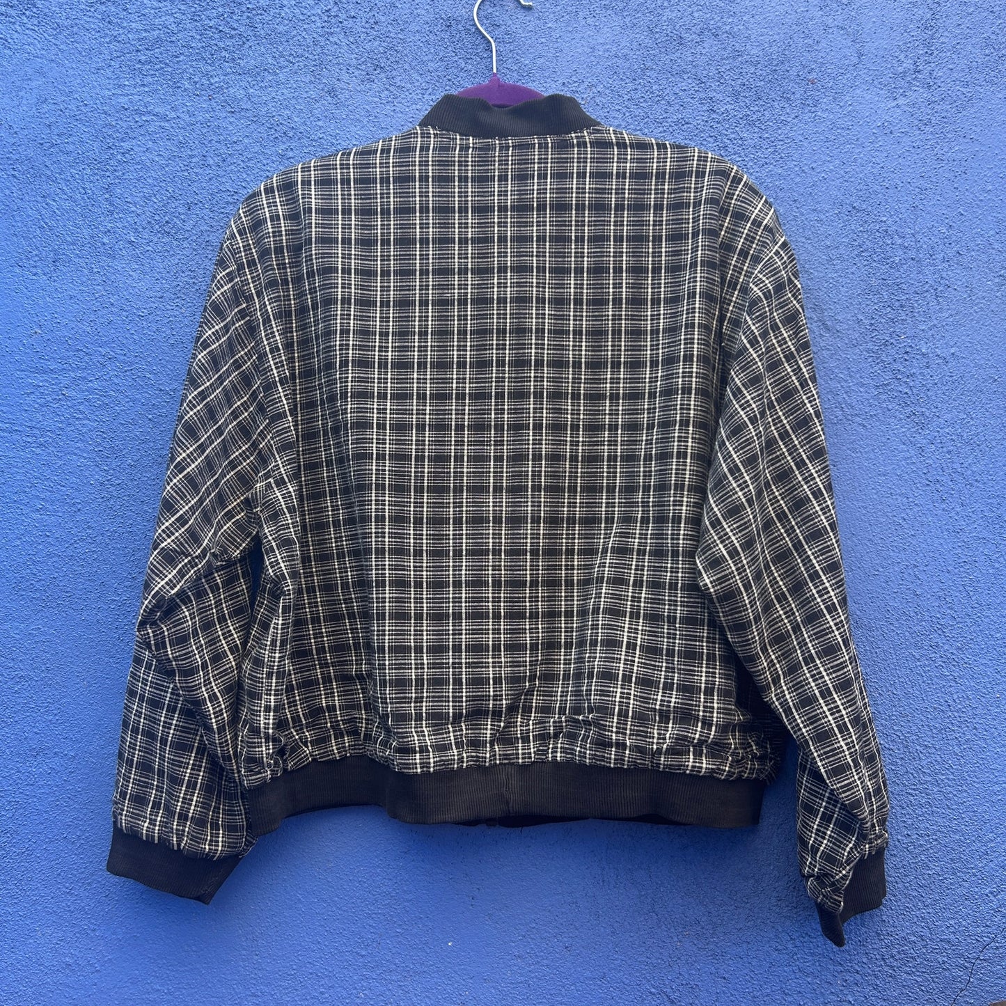vintage 90s ride plaid cotton bomber jacket