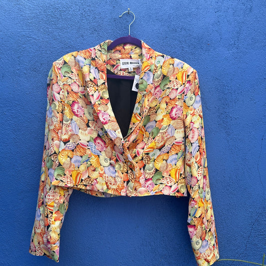 Steve Madden Seashell Print Cropped Blazer