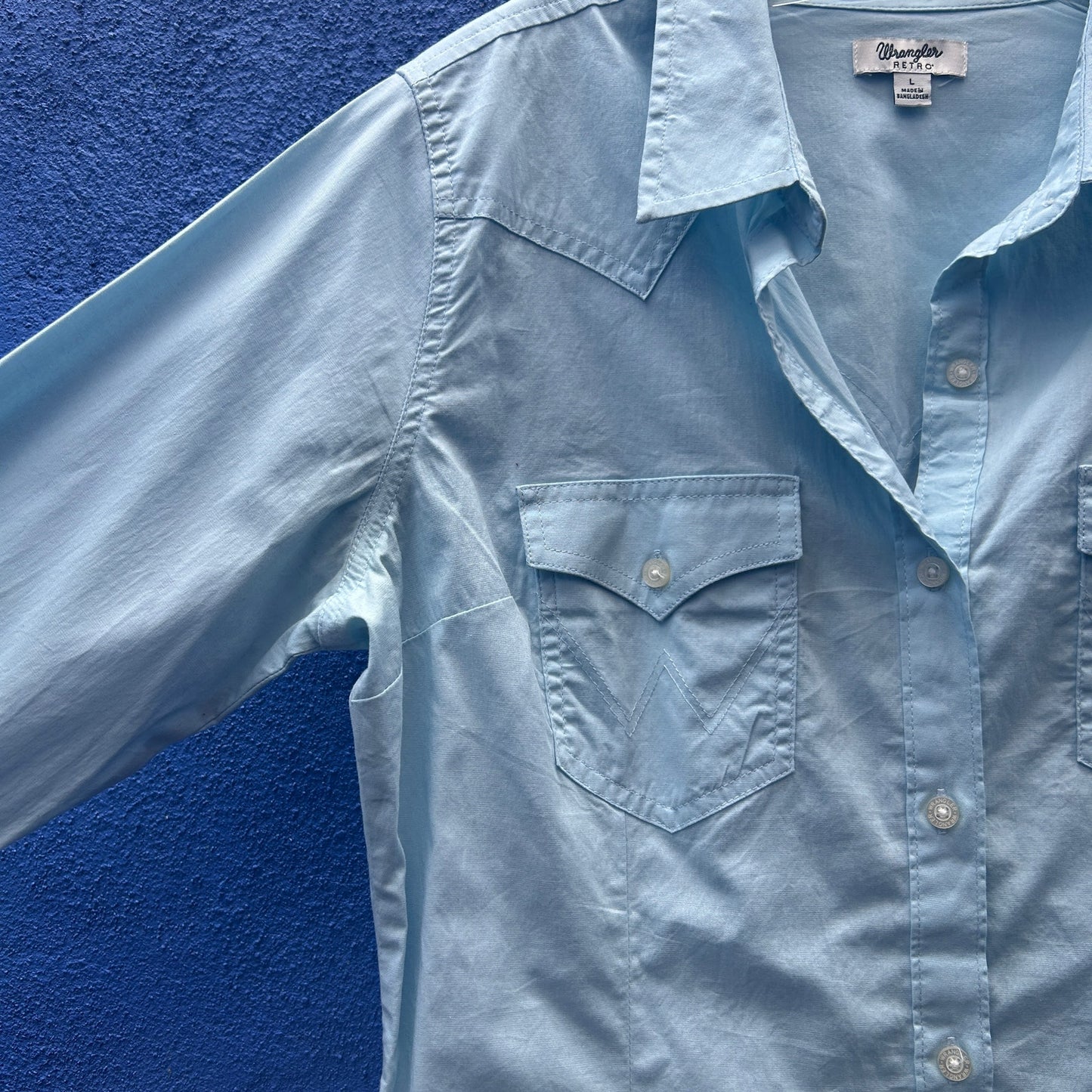 wrangler retro light blue western shirt