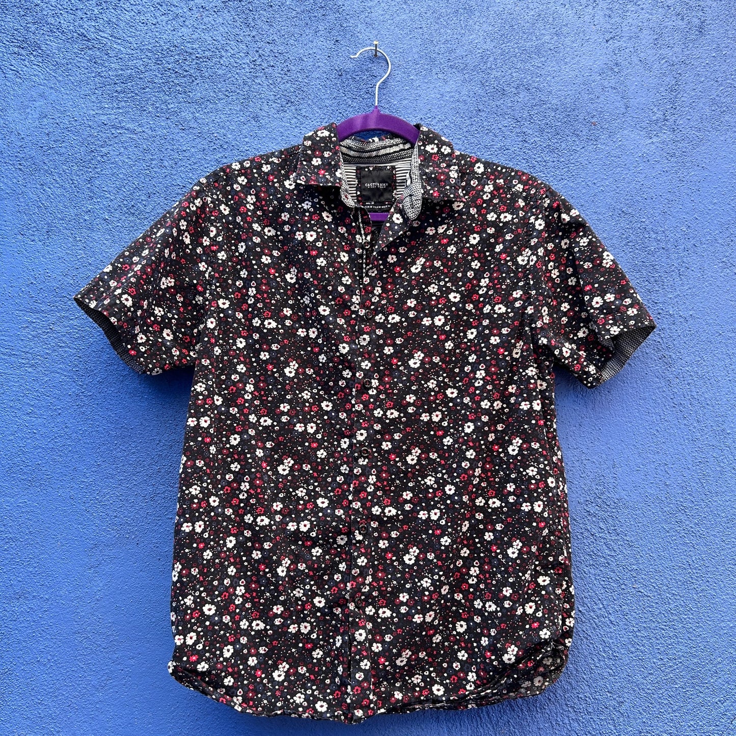 cactus man men's floral print short sleeve button down