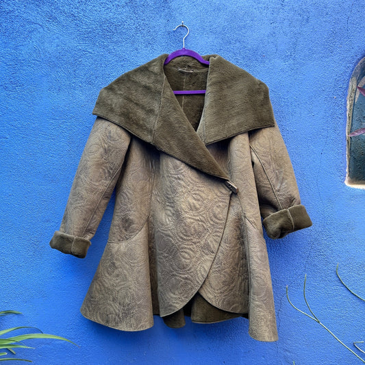 bryn walker quilted distressed suede fur lined lagenlook coat