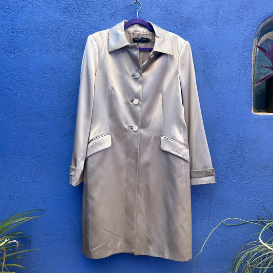 adrienne vittadini platino taupe silk blend trench coat