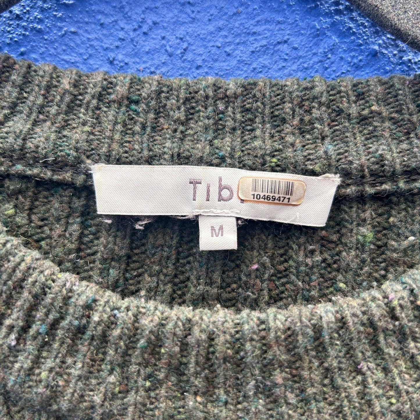 tibi cropped army green ribbed knit sweater