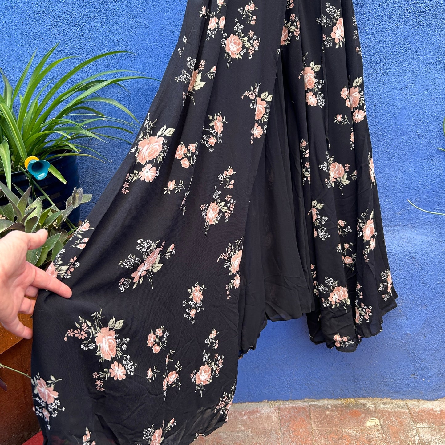 reformation black floral clarice peppermint sleeveless wrap maxi dress gown