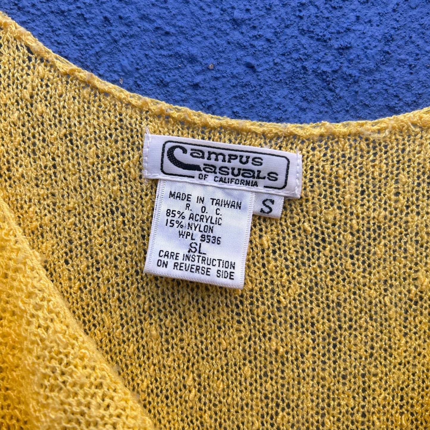 vintage 80s campus casuals yellow knit top