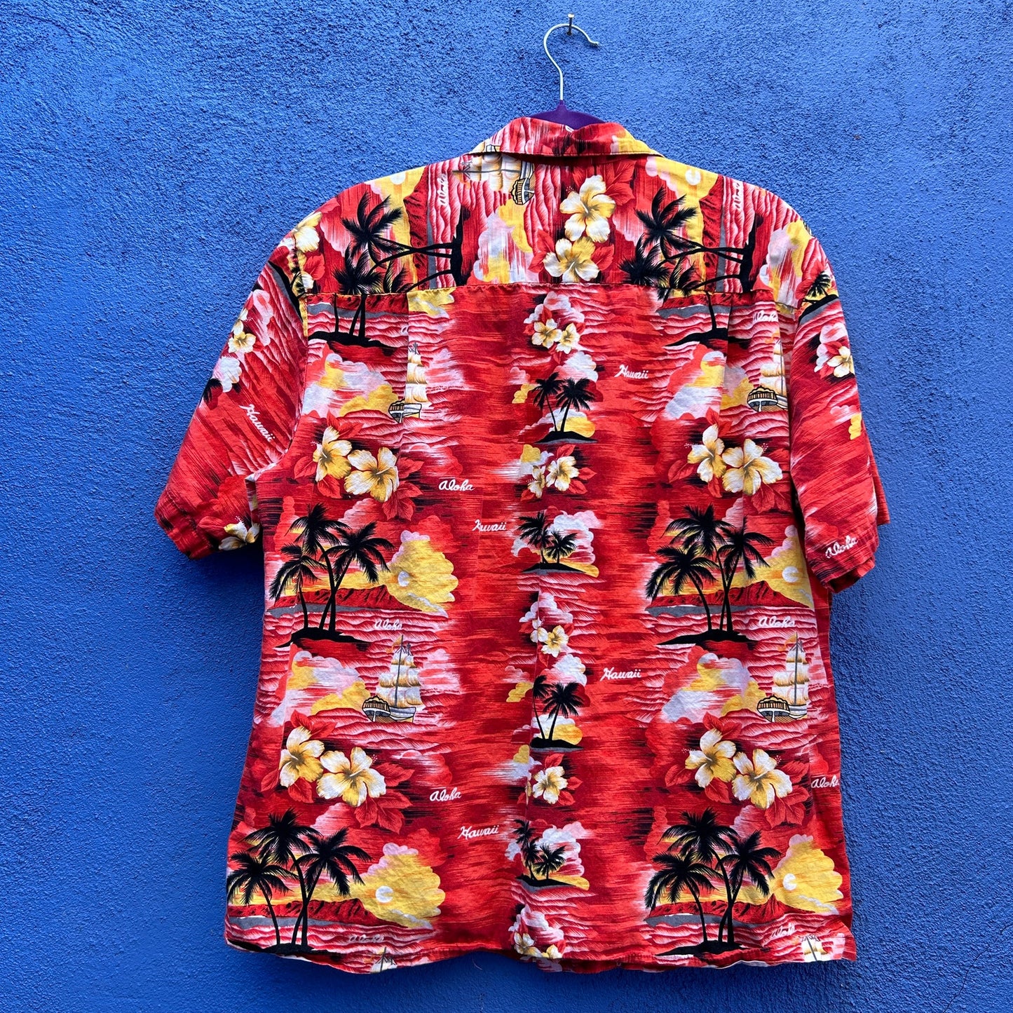 ky's men's cotton hawaiian button up shirt