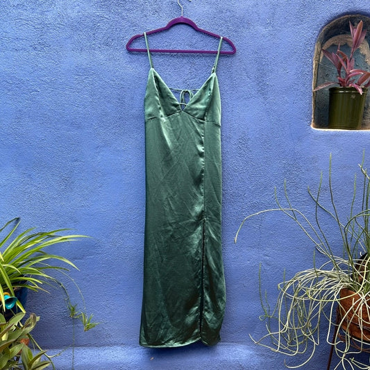 wild fable green sateen slip dress