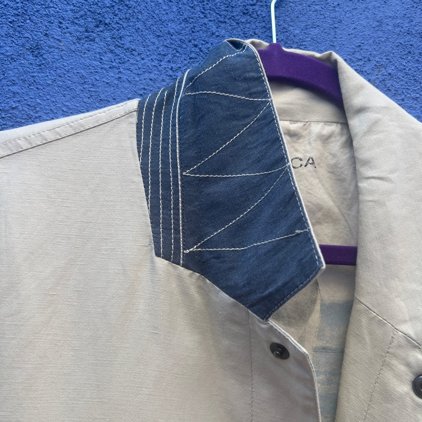 nautica beige cotton linen blend chore coat