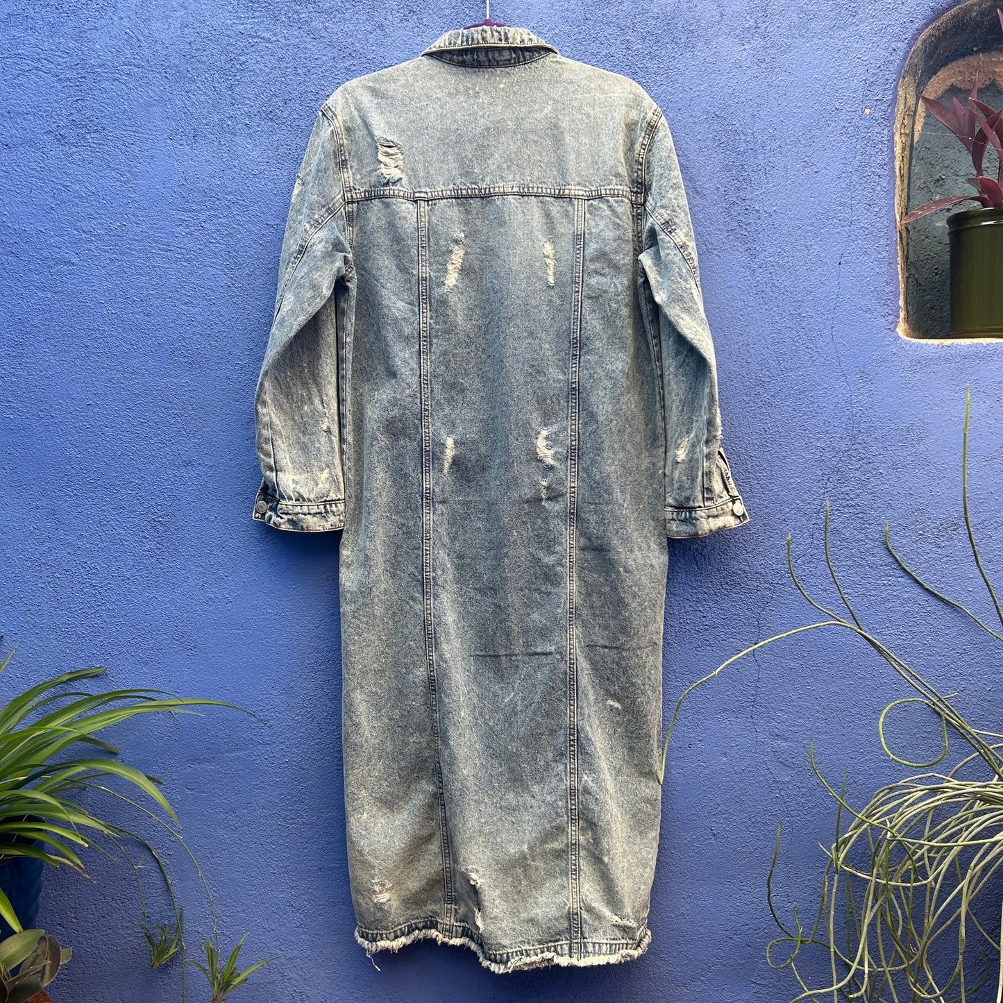 highway premium denim jeans distressed denim shirt dress duster