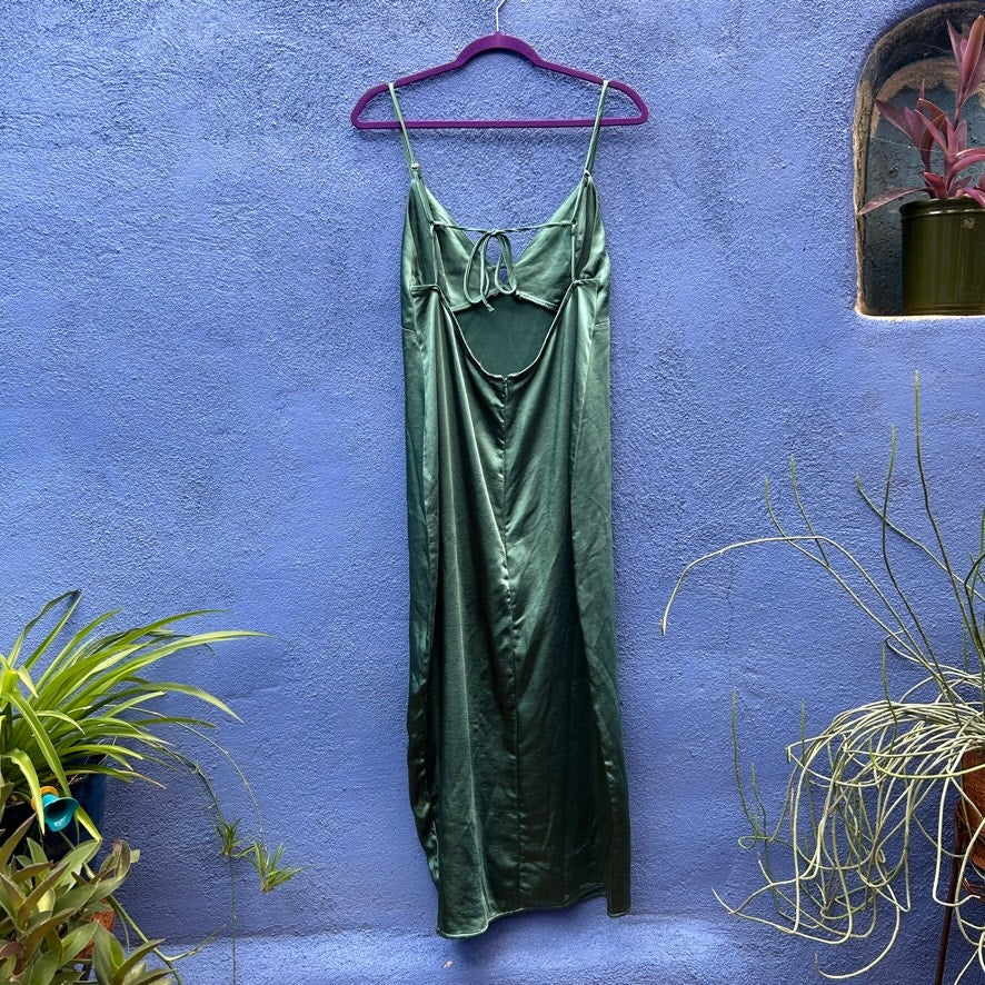 wild fable green sateen slip dress