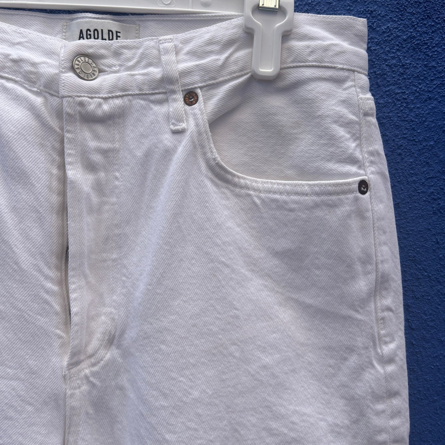 agolde white organic cotton distressed riley jean