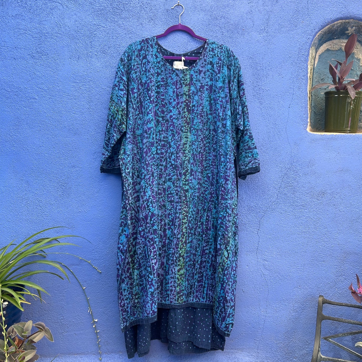 spirit of courage blue batik maxi dress