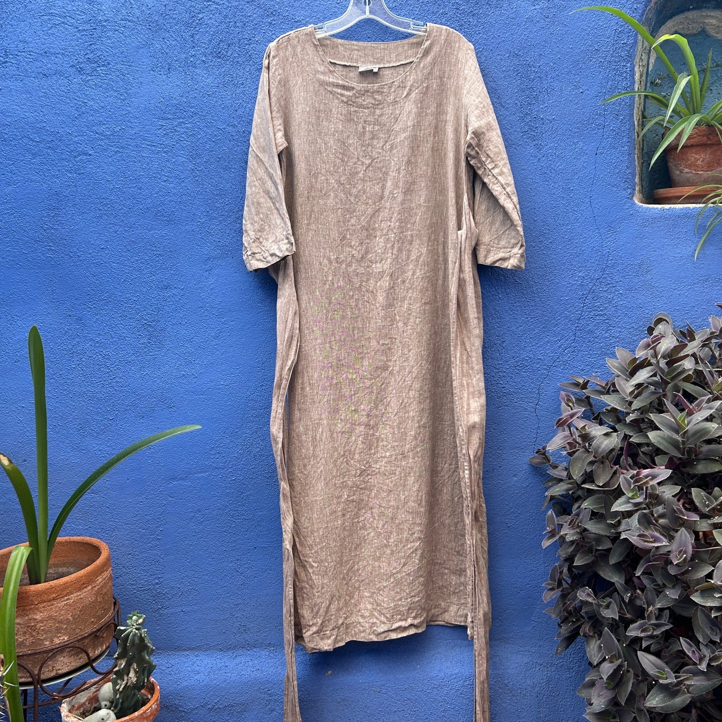 len ok beige linen maxi dress