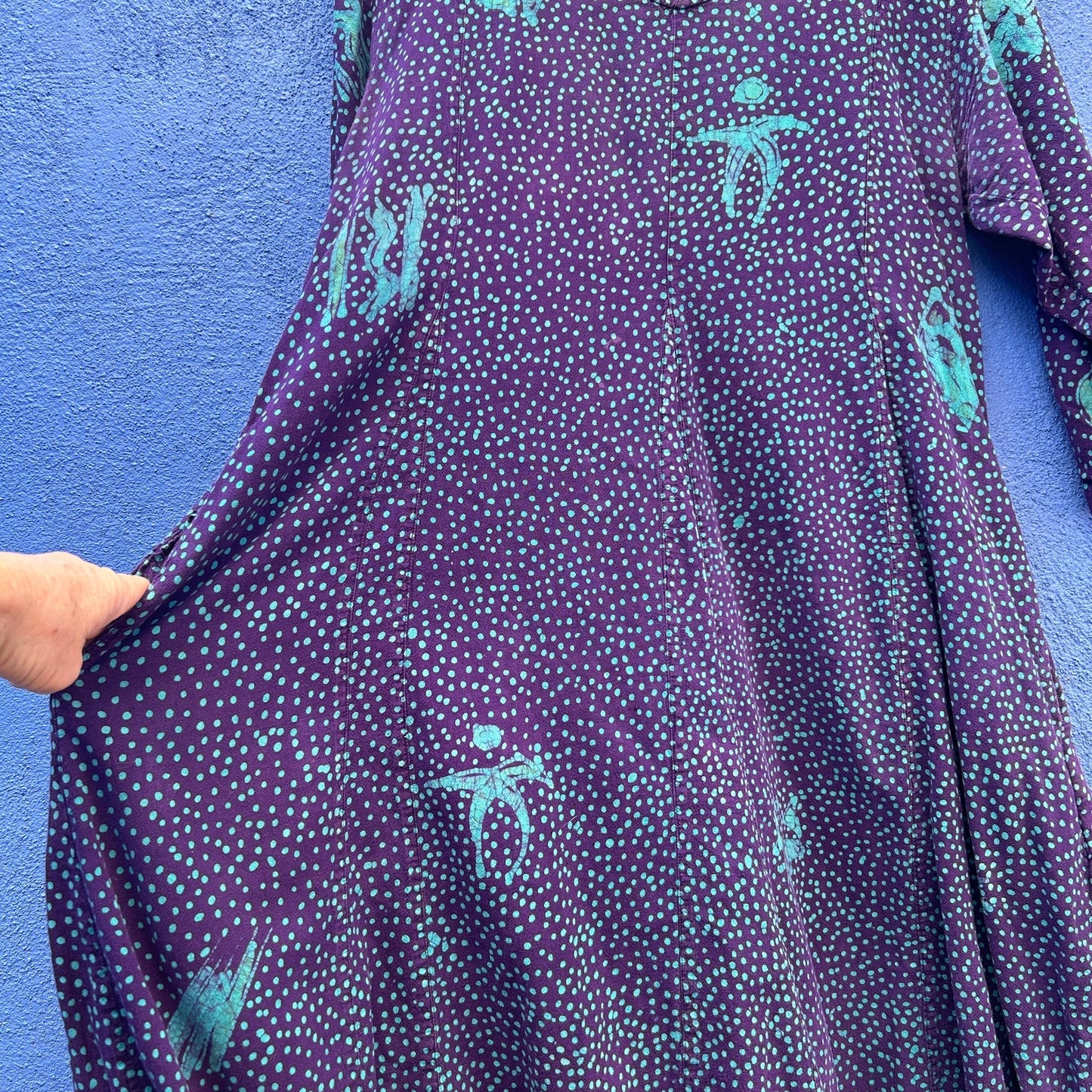 spirit of courage purple and turquoise african batik maxi dress