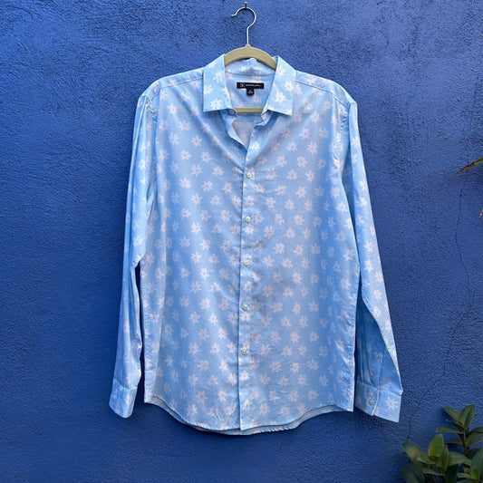 international concepts light blue floral print button up