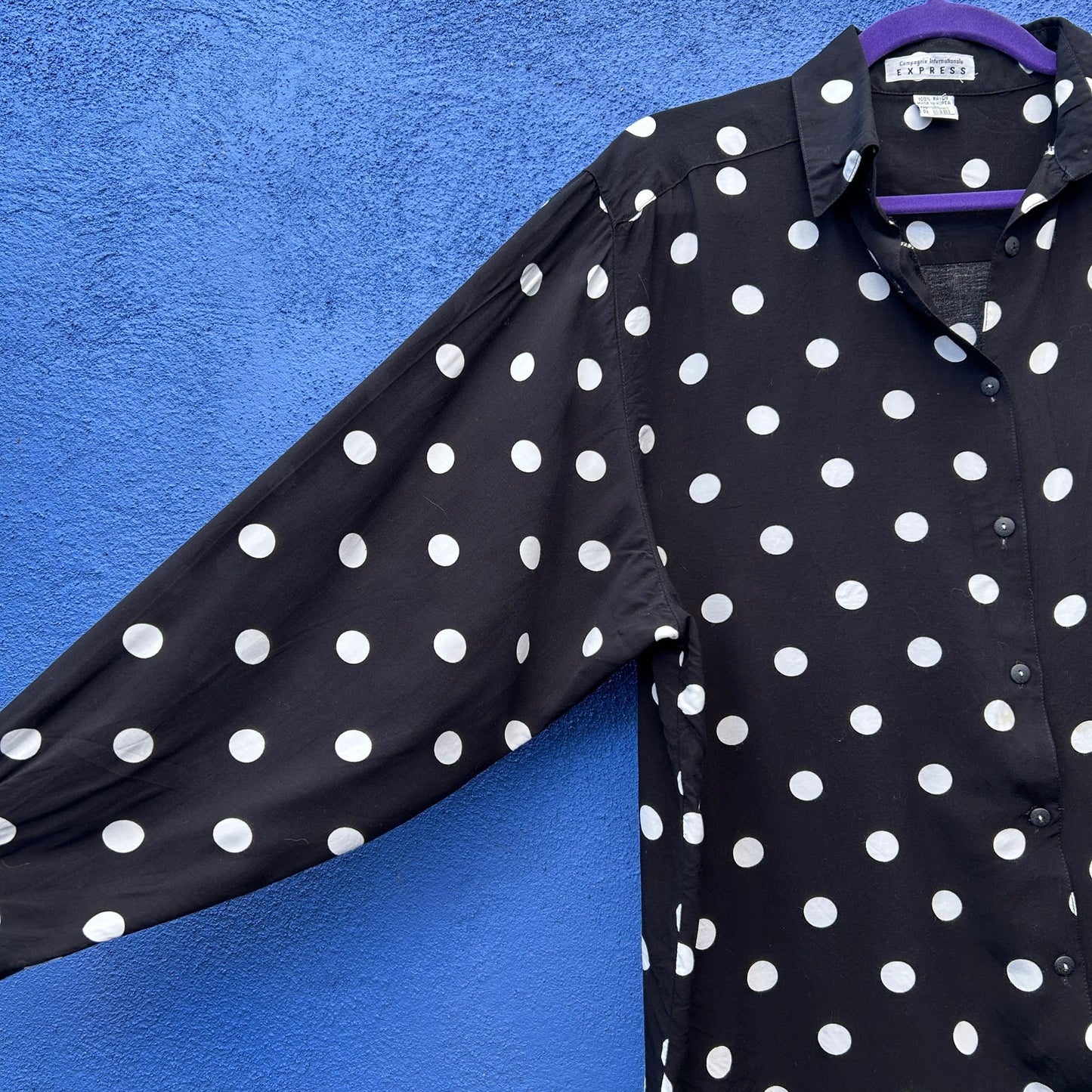 vintage 90s y2k limited express rayon polka dot button up