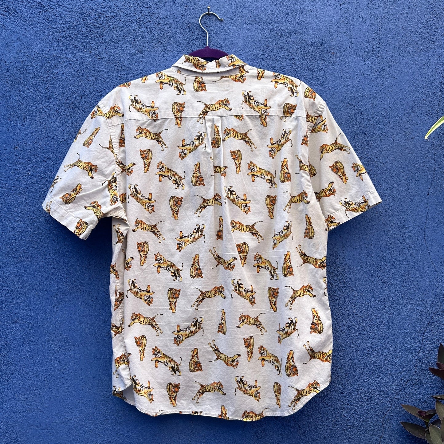 old school old navy tiger print button up