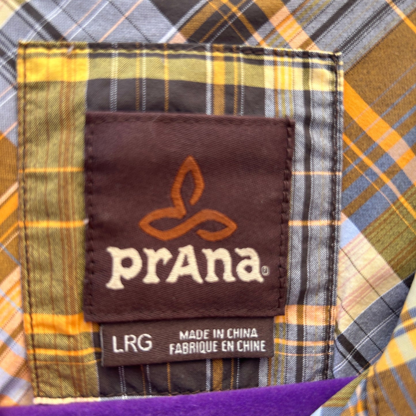 prana men's plaid nylon short sleeve button down