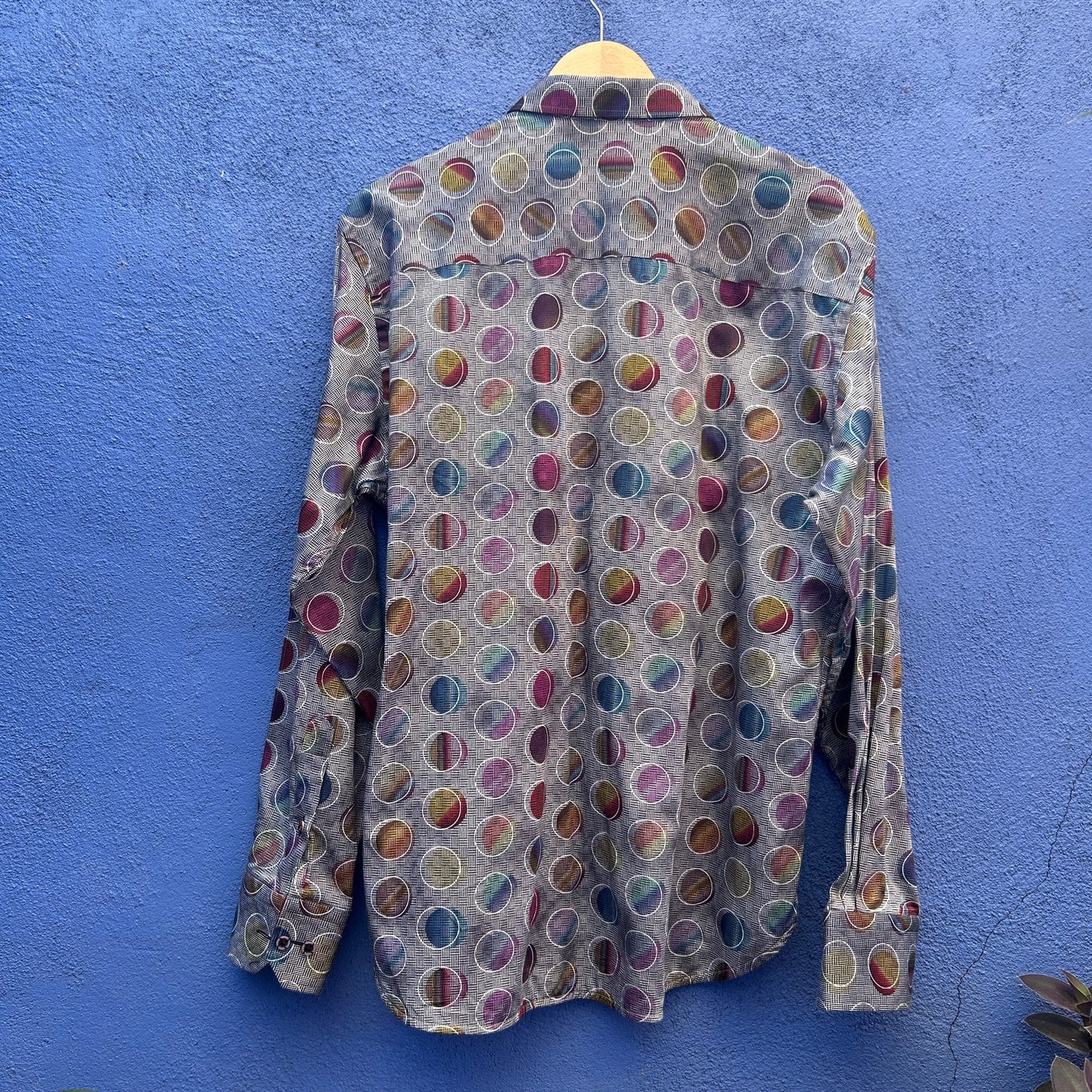 luchiano visconti mixed print cotton button up