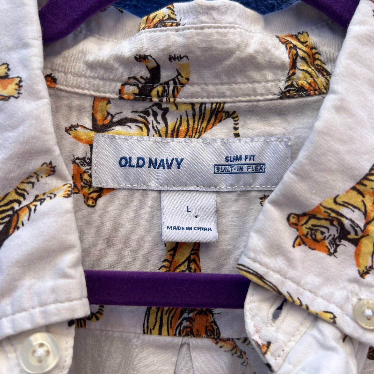old school old navy tiger print button up