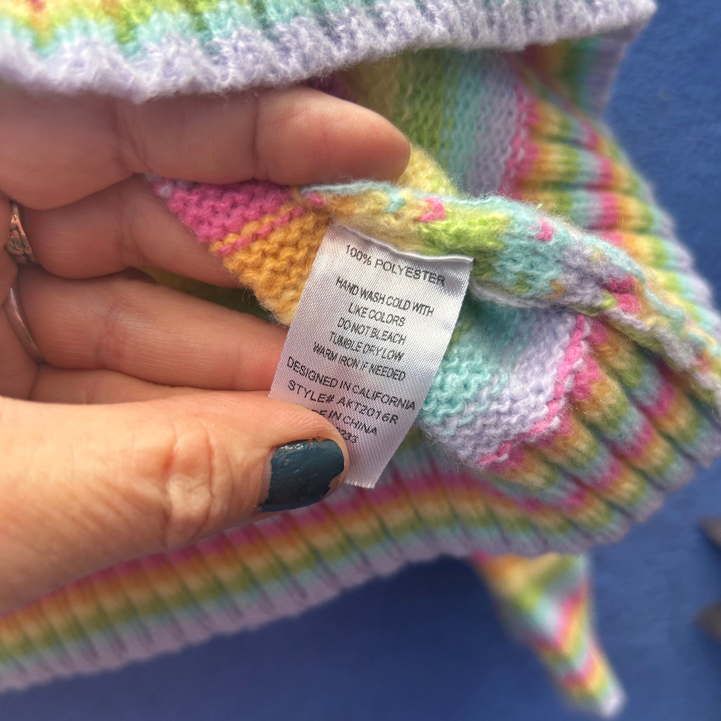 over kleshas pastel rainbow cropped knit sweater